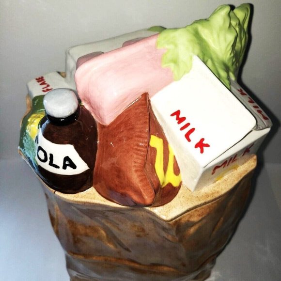 Vintage 1978 Large Ceramic Paper Grocery Bag Cookie Jar - Picture 4 of 13